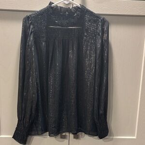 LOFT Black Metallic Women's Blouse